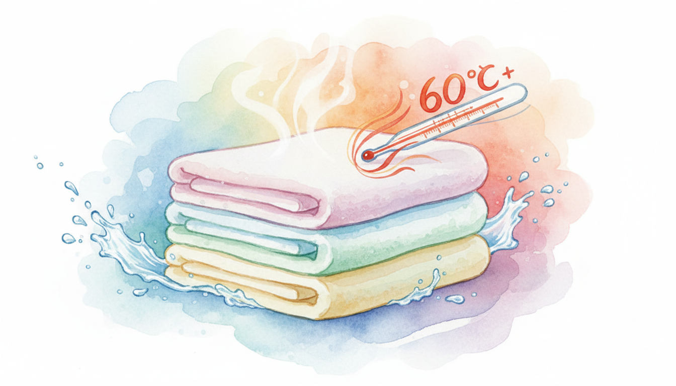 タオルの生乾き臭いを取るには60℃以上の熱処理が効果的です