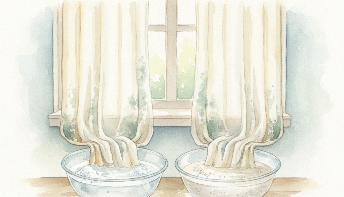 カーテンのカビは酸素系漂白剤か重曹でつけ置き洗いが基本です