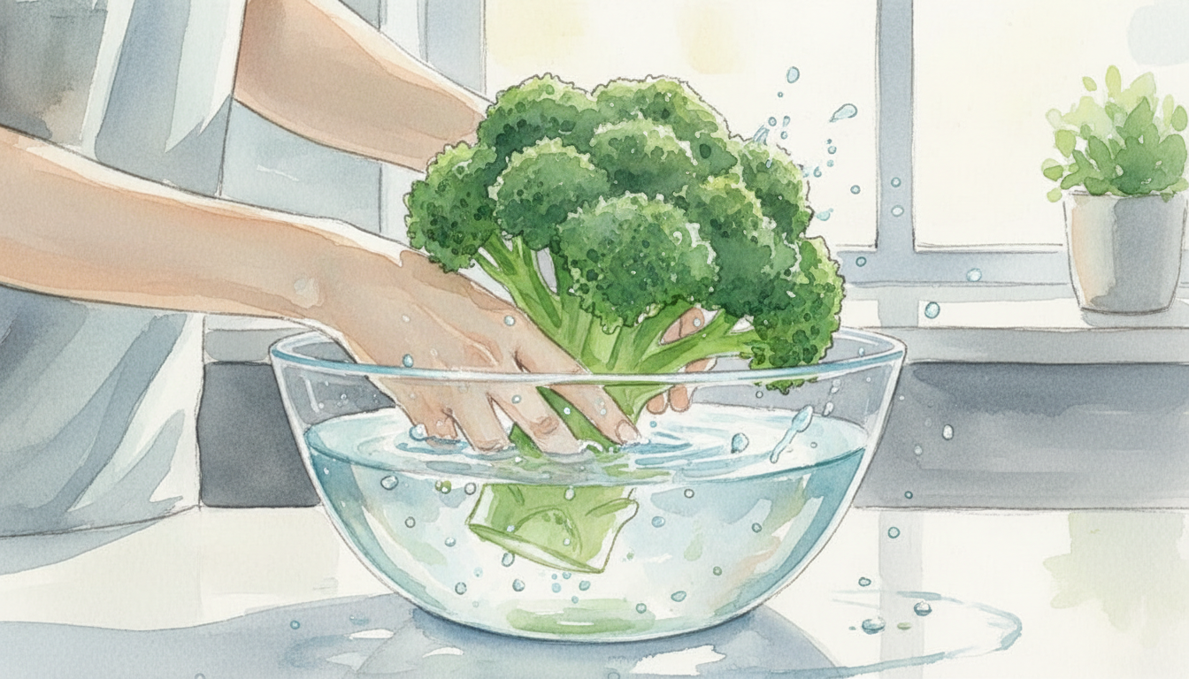 ブロッコリーの洗い方の基本は「浸け置き＋ひねり洗い」